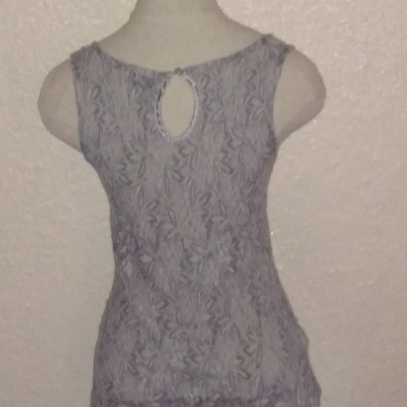 Romy Sheer Grey Lace Small Flattering Top w/detail - Picture 2 of 3